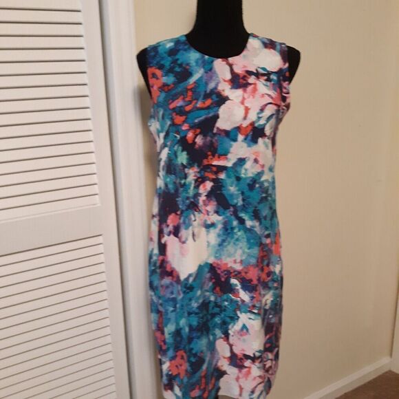 Cynthia Rowley Women's Silk Floral Watercolor Sleeveless Shift Dress Sz 2 - Picture 1 of 8